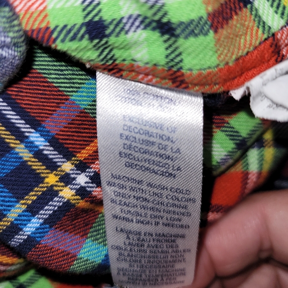 Chaps Ralph Lauren Boys 4T Blue Green Plaid Button Down Brushed Cotton Shirt RL - Picture 7 of 7